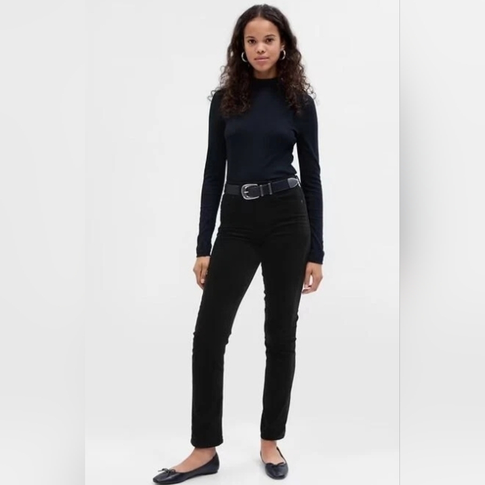 GAP Black Velvet Pants High Rise Vintage Slim Straight Jeans Size 34/18 $80 NWT
